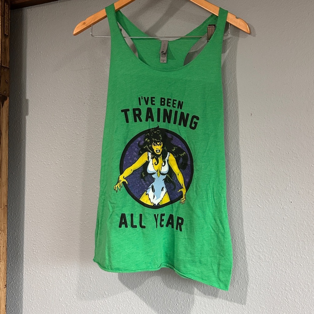 Vibrant Green Muscle Tee with Graphic Design